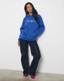 Image of Oversized Hoodie in Cobalt Blue with Cool Girl Graphic