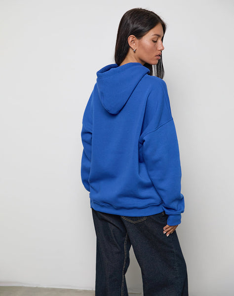 Image of Oversized Hoodie in Cobalt Blue with Cool Girl Graphic