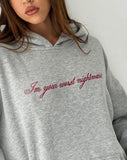 Image of Oversized Hoodie in Grey Marl with Worst Nightmare Graphic