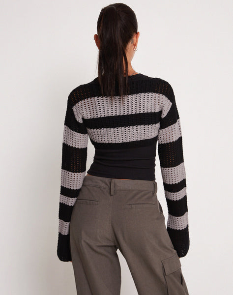 Image of Ozzy Bolero Top in Black Grey