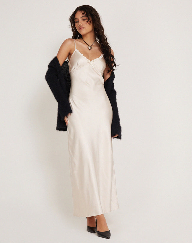 image of Padil Midi Dress in Satin Pearled Ivory