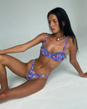 Image of Pafri Bikini Top in Washed Out Floral Purple