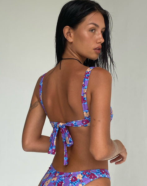 Image of Pafri Bikini Top in Washed Out Floral Purple