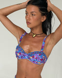 Image of Pafri Bikini Top in Washed Out Floral Purple