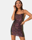 Image of Paiva Slip Dress in Drape Net Sequin Iridescent Burgundy