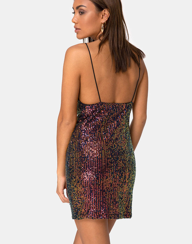 Image of Paiva Slip Dress in Drape Net Sequin Iridescent Burgundy