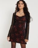 image of Paiva Mini Dress in Rose Cluster Velvet