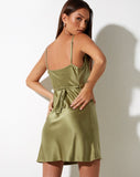 Image of Paiva Slip Dress in Satin Olive