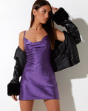 Paiva Slip Dress in Satin Purple