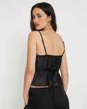 Image of Paiva Cowl Neck Top in Satin Black