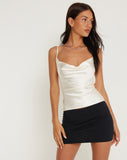 Image of Paiva Cowl Neck Top in Satin Ivory