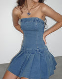 Image of Pajaya Denim Bandeau Mini Dress in Blue Wash