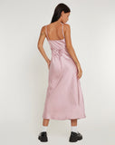 image of Palasha Midi Dress in Satin Dusky Pink