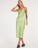 image of Palasha Midi Dress in Satin Lime Green