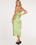 image of Palasha Midi Dress in Satin Lime Green