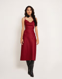 image of Palasha Midi Dress in Satin Red