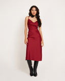 image of Palasha Midi Dress in Satin Red