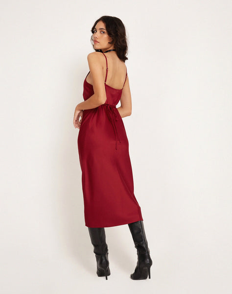 image of Palasha Midi Dress in Satin Red