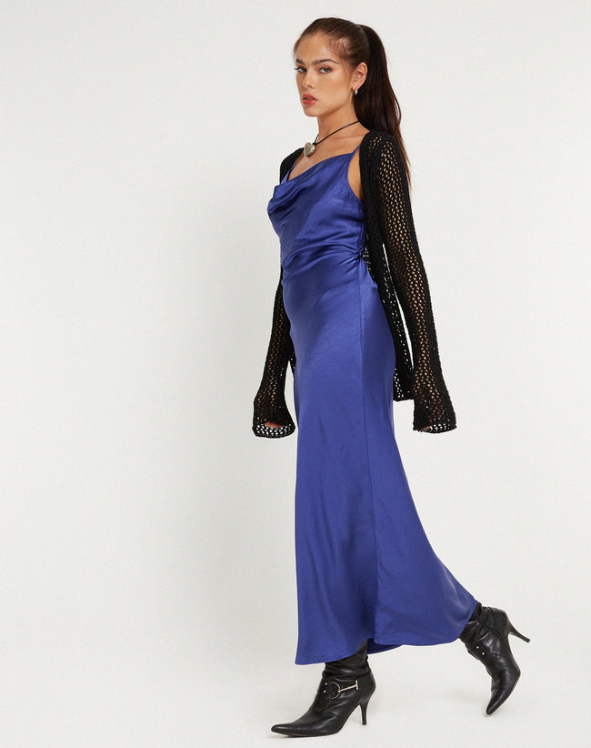 Image of Palasha Midi Dress in Satin Spectrum Blue