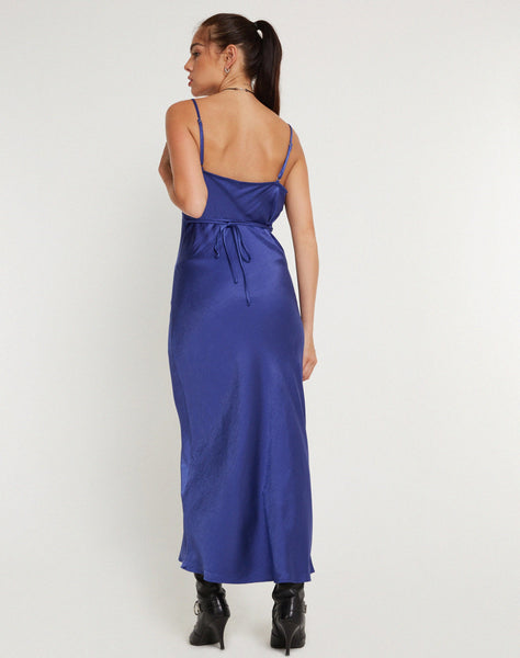 Image of Palasha Midi Dress in Satin Spectrum Blue