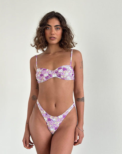 Image of Farida Bikini Bottoms in Bright Floral Orange and Purple