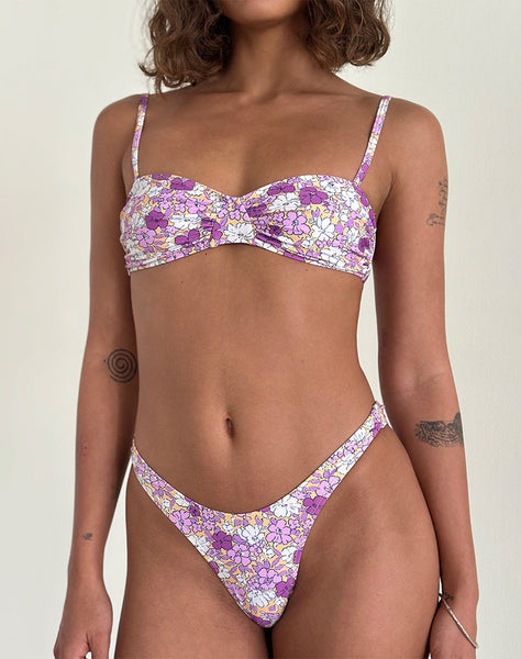 Image of Farida Bikini Bottoms in Bright Floral Orange and Purple