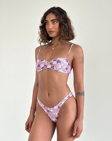 Image of Pali Bikini Top in Bright Floral Orange and Purple