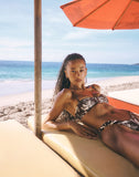 Image of Pali Bikini Top in Brown and Ivory Doodle Swirl