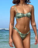 Image of Pali Bikini Top in Green Tartan