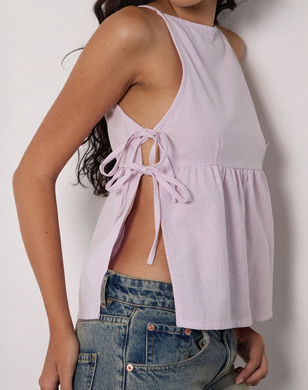 Rolia Tie Front Top in Tile Flower Pink