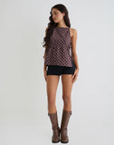 Image of Palsi Tie Side Top in Brown with Medium Polka White