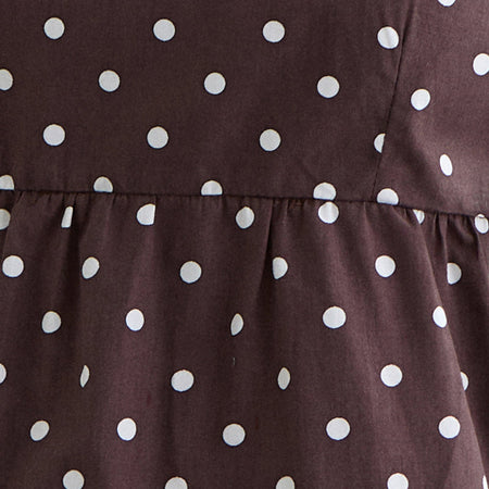 Palsi Tie Side Top in Brown with Medium Polka White