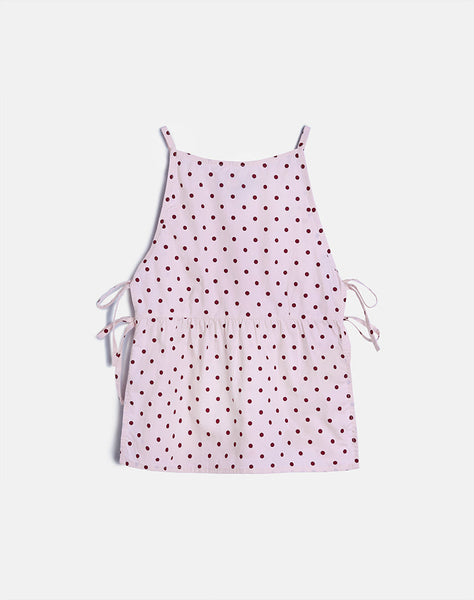 Image of Palsi Tie Side Top in Pink with Medium Polka Red