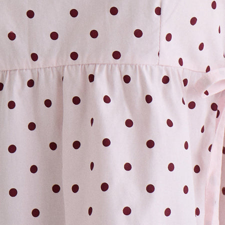 Palsi Tie Side Top in Pink with Medium Polka Red