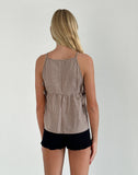 Image of Palsi Tie Side Sleeveless Top in Brown Mini Gingham