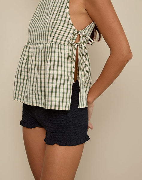 Image of Palsi Tie Side Top in Green Check