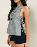 Image of Palsi Tie Side Sleeveless Top in Green and White