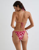 Image of Pami Bikini Top in Zebra Red with Beads
