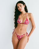 Image of Pami Bikini Top in Zebra Red with Beads