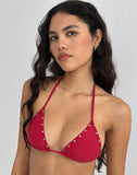Image of Pami Bikini Top in Red with Studs