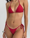 Image of Lentra Bikini Bottoms in Red with Studs