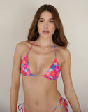 Image of Pami Bikini Top in Blurred Flower Blue and Pink