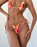 Image of Leyna Bikini Bottom in Peach Hibiscus