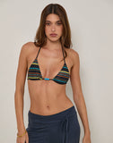 Image of Pami Bikini Top in Dark Stripe Black Blue with Beads