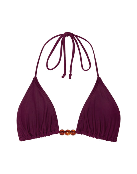 Image of Pami Beaded Bikini Top in Burgundy