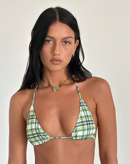Elvina Bikini Top in Irregular Stripe Green