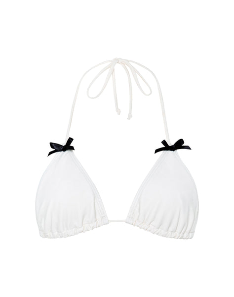 Image of Pami Bikini Top in Ivory with Black Bow