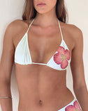 Image of Pami Bikini Top in Ivory with Pink Orchid