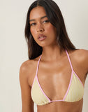 Image of Pami Bikini Top in Yellow Stripe with Pink Gingham Binding