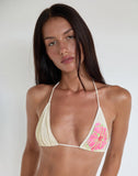 Image of Pami Bikini Top in Ivory and Pink Watercolour Flower